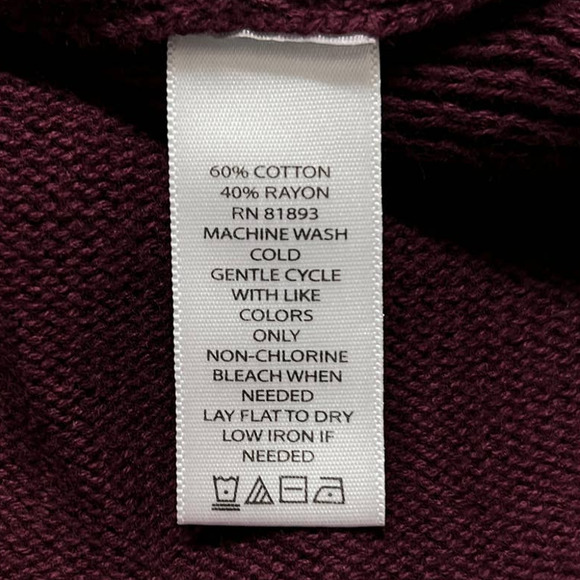 H by Halston Burgundy Red Turtleneck Knit Tunic Sweater Ribbed Detail Size XS - Picture 7 of 9